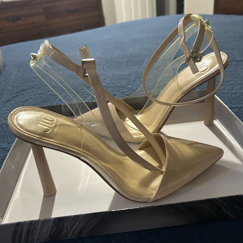 Jennifer Lopez Beige Strappy Heels